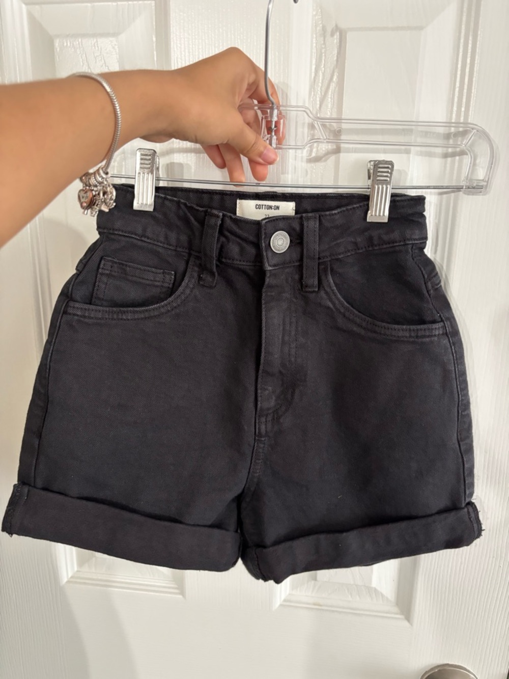 Cotton On Black High-Waist Rolled Hem Jean Shorts - Picture 6 of 7